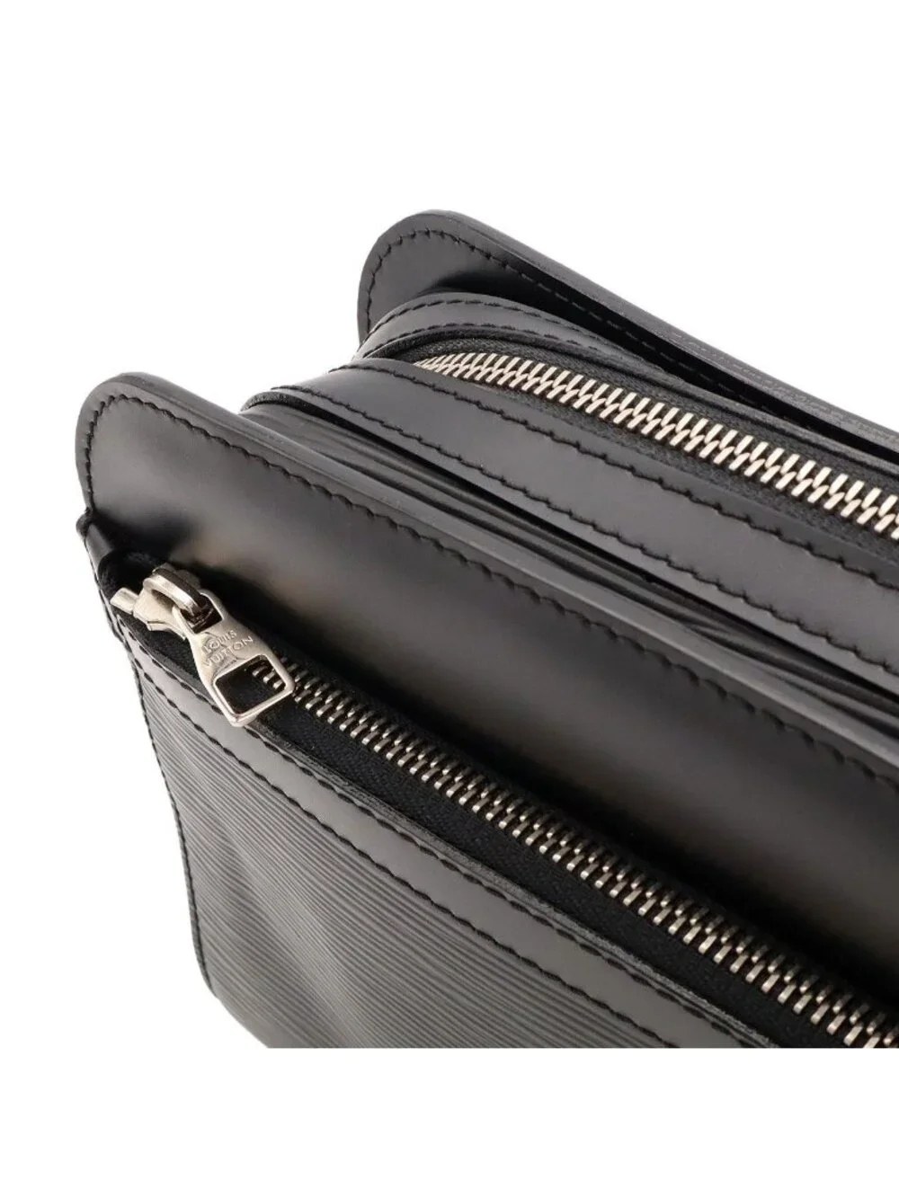 Louis Vuitton Epi Hoche Clutch Leather Noir Black Silver